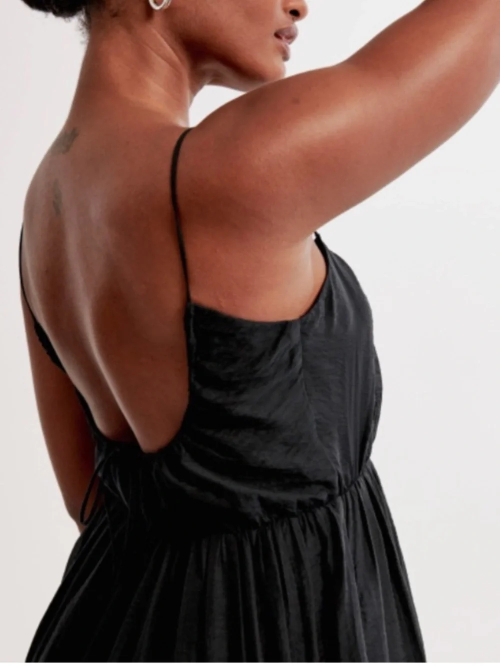 Abercrombie Low Back Tiered Maxi Dress XS Black Open Back Pockets